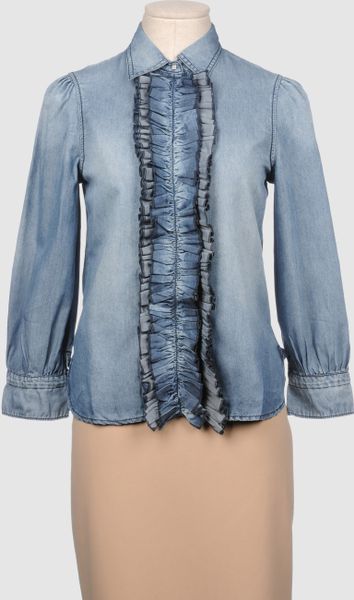 Stefanel Denim Shirts in Blue - Lyst