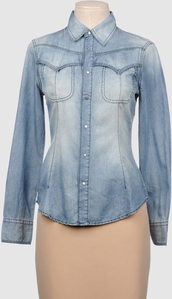 Stefanel Denim Shirts in Blue - Lyst