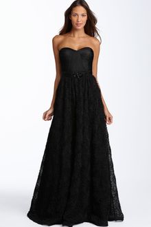 Adrianna Papell Pleat Bodice Rosette Ball Gown - Lyst