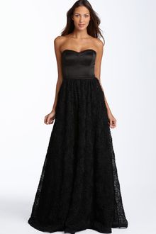 Adrianna Papell Strapless Rosette Ball Gown - Lyst