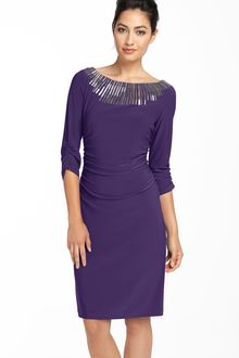 Adrianna Papell Beaded Jersey Sheath Dress - Lyst