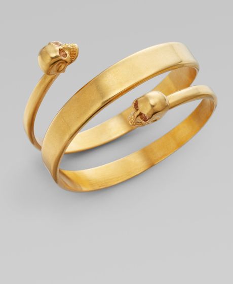 Alexander Mcqueen New Twin Cuff Bracelet/old Gold in Gold
