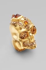 Alexander McQueen Punk Skull Ring/old Gold