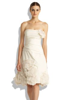 BCBGMAXAZRIA Strapless Appliqué Dress - Lyst