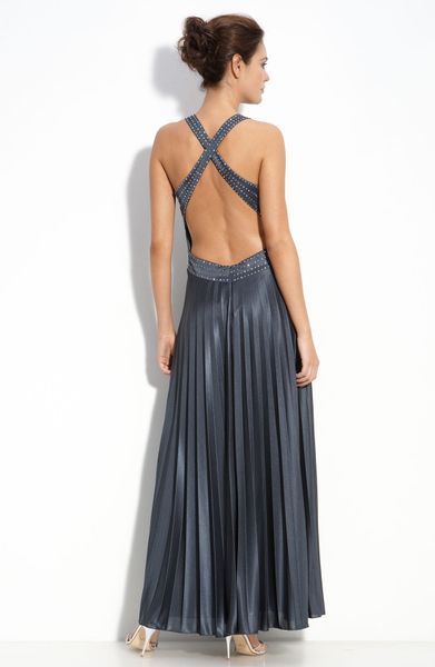 betsy and adam pleated gown
