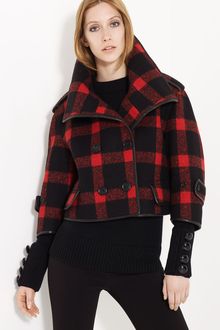 Burberry Prorsum Check Wool Blend Jacket - Lyst