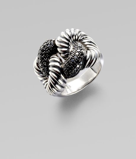 David Yurman Black Diamond & Sterling Silver Ring in Silver - Lyst