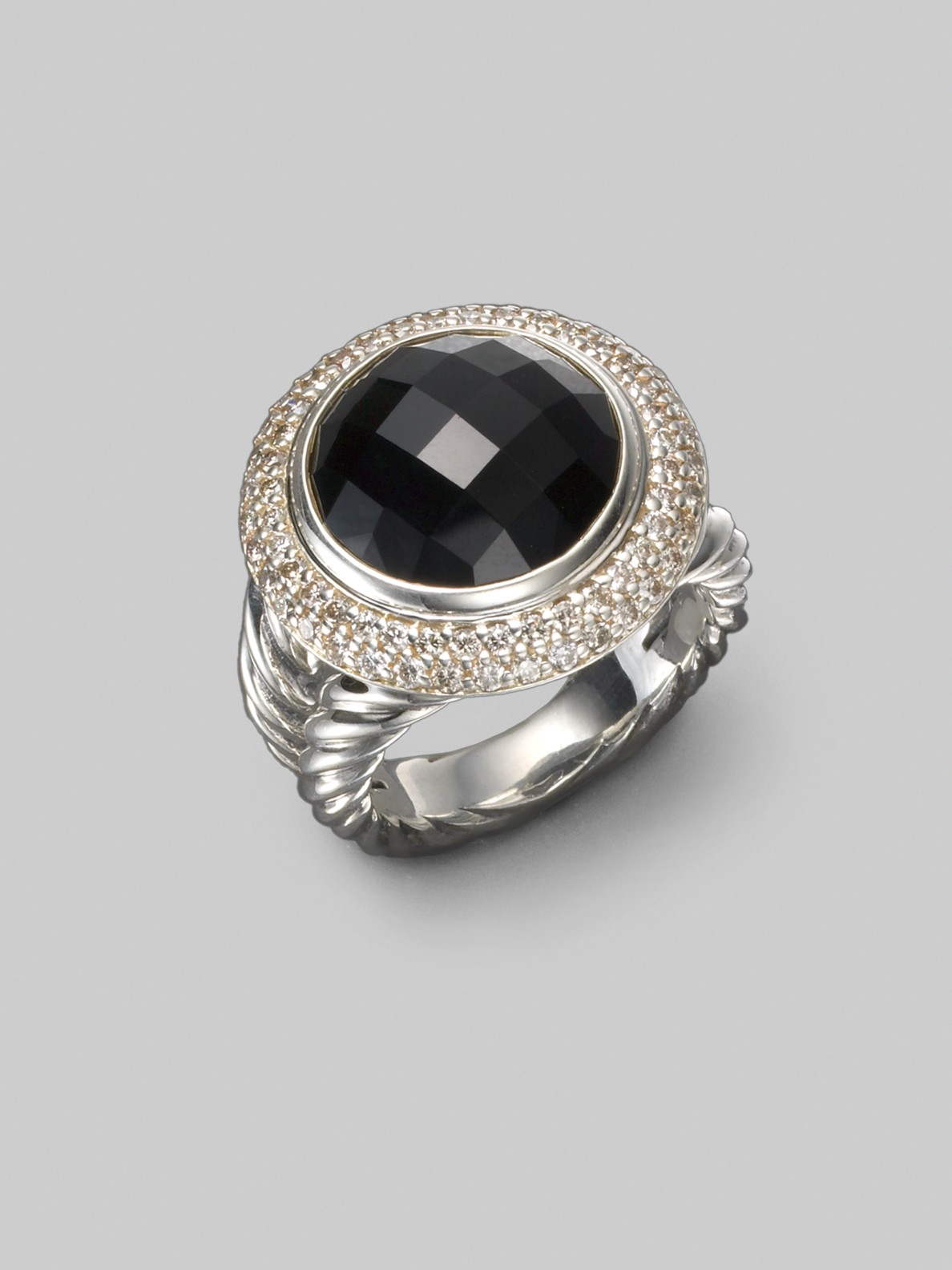 David Yurman Black Onyx, Diamond & Sterling Silver Ring in Silver Lyst