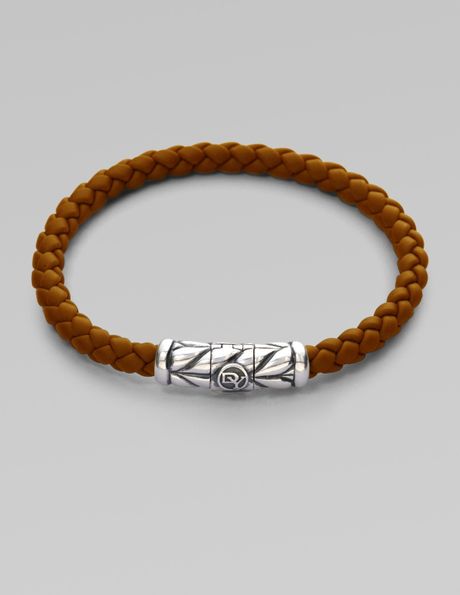David Yurman Sterling Silver  Braided Rubber Bracelet in Brown