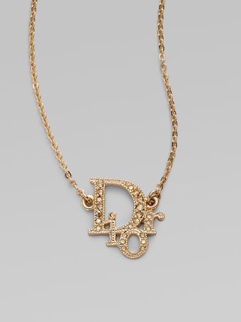Dior Jeweled Logo Strass Necklace - Lyst