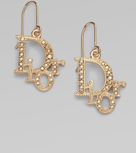 Dior Logo Drop Earrings/ Gold in Gold - Lyst