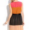 Dkny Colorblock Pleat Detail Dress in Multicolor (lipstick/ henna/ black) - Lyst