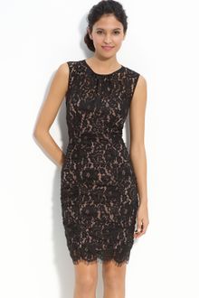 Eliza J Ruched Lace Sheath Dress - Lyst