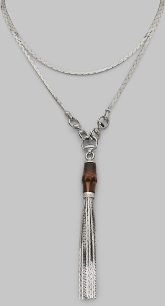 Gucci Sterling Silver & Bamboo Tassel Necklace in Silver - Lyst