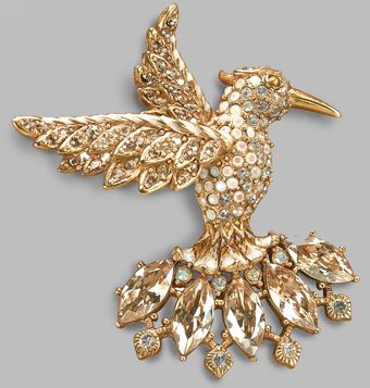 Jay Strongwater Hummingbird Crystal Brooch - Lyst