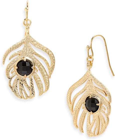 Kendra Scott Rita Small Leaf & Stone Earrings in Black - Lyst