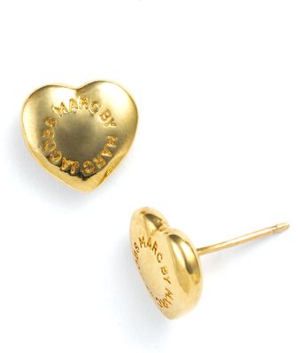 Marc By Marc Jacobs House Of Cards Logo Heart Stud Earrings - Lyst