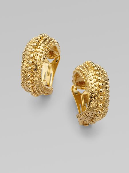Oscar De La Renta Antiqued Gold Hoop Earrings in Gold - Lyst