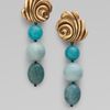 Oscar De La Renta Aventurine, Jasper & Jade Wave Drop Earrings in Blue (turquoise) - Lyst