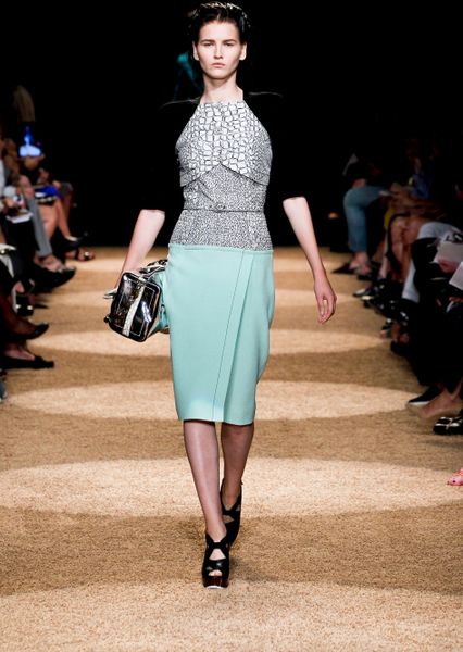 Proenza Schouler Spring 2012 KneeLength TwoPiece Dress With Knitted Sleeves in Multicolor - Lyst