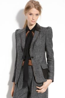 Robert Rodriguez Tweed Jacket with Leather Trim - Lyst