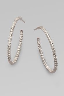 Roberto Coin Diamond & 18k White Gold Hoop Earrings/1&frac14 - Lyst