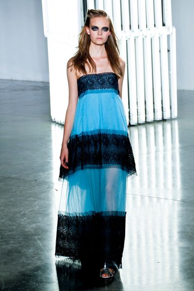 Rodarte Spring 2012 Chiffon and Lace Maxi Dress in Blue - Lyst
