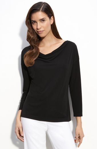 St. John Evening Cowl Neck Matte Jersey Top - Lyst
