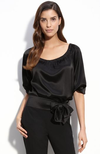 St. John Evening Liquid Satin Blouse - Lyst