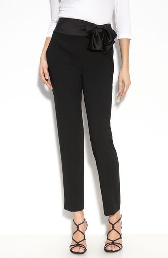 St. John Evening Satin Waist Marocain Crepe Pants - Lyst