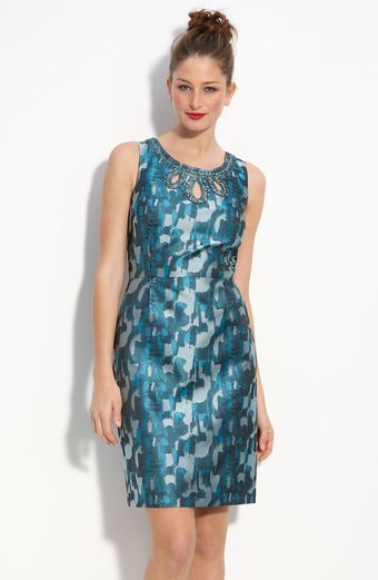 Tahari By Arthur S. Levine Shantung Sheath Dress - Lyst