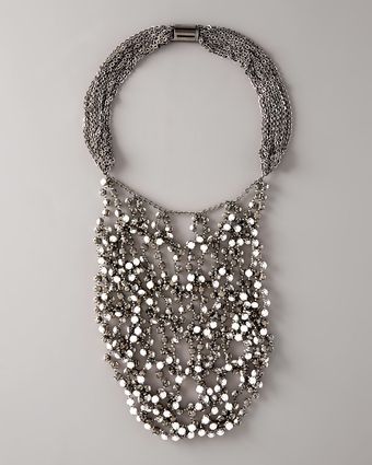  Wrapped Rhinestone Necklace, White 