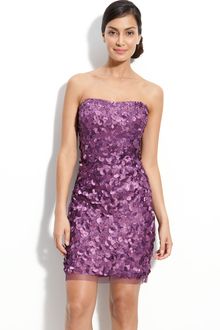 Adrianna Papell Satin Disc Strapless Dress - Lyst