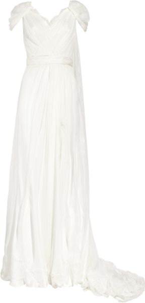 Alberta Ferretti Lacetrimmed Silkchiffon Gown in White - Lyst