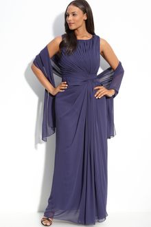 Alex Evenings Knot Front Chiffon Gown (plus) - Lyst