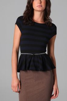 Alice + Olivia Ella Striped Peplum Tee - Lyst