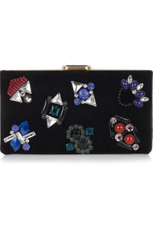 Diane Von Furstenberg Harri Jewel-embellished Suede Box Clutch - Lyst