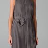 Halston Heritage Pleated Long Dress in Gray (ash) - Lyst