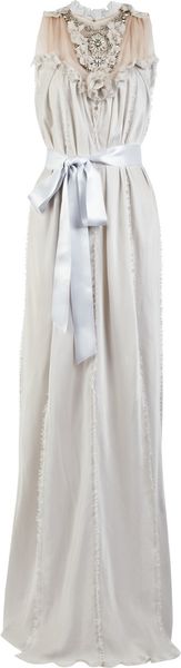 Lanvin Washed Silk-satin Jeweled Gown - Lyst