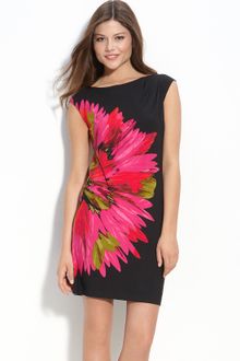 Black Shift Dress on Print Surplice Jersey Dress In Black Soft White Black Green Lyst