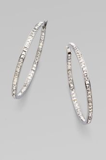 Michael Kors Silvertone Crystal Inside Outside Hoop Earrings - Lyst