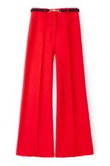 Milly Lipstick Red Hayden Pintuck Flare Trousers