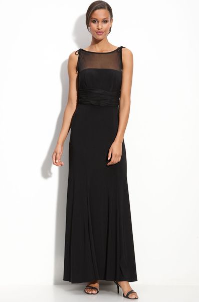 Patra Illusion Bodice Jersey Gown in Black - Lyst