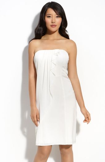 Tahari By Arthur S. Levine Strapless Stretch Silk Dress - Lyst