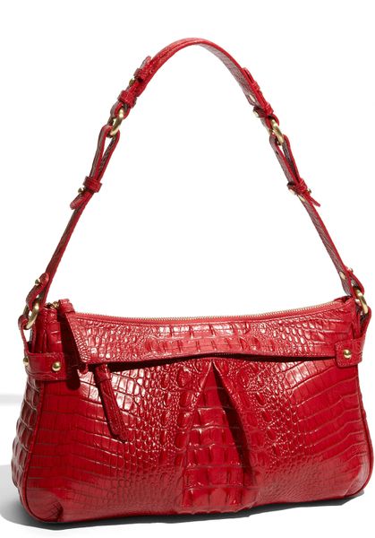 Brahmin Melbourne - Stephanie Croc Embossed Leather Shoulder Bag in Red (blossom) | Lyst