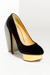 Charlotte Olympia Dolly Contrast Platform Velvet Pump
