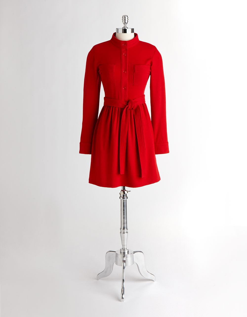Dkny Longsleeve Buttonfront Dress in Red (tomato) Lyst