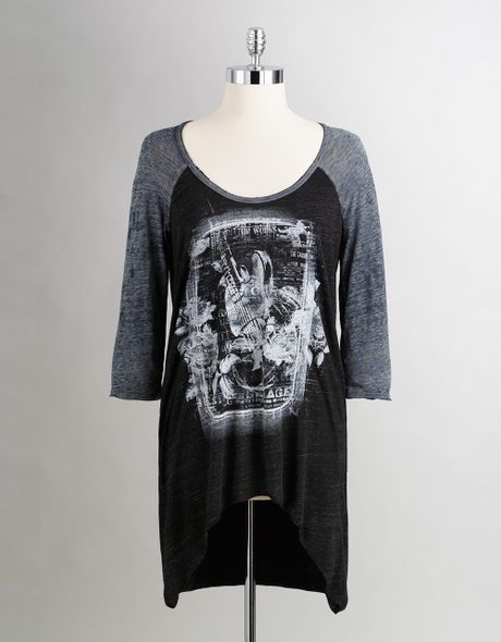Free People Raglan Sleeve Concert Tee in Black (black combo) - Lyst