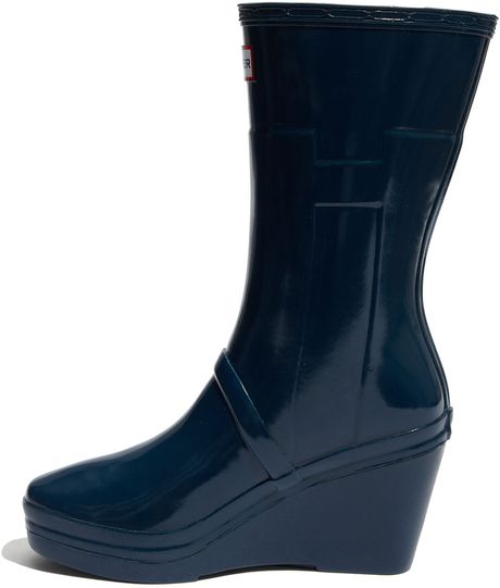 wedge heel rain boots