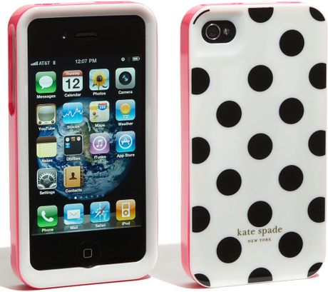 Kate Spade Rigid Iphone 4 & 4s Cover in White (white/ black dots/ pink) - Lyst